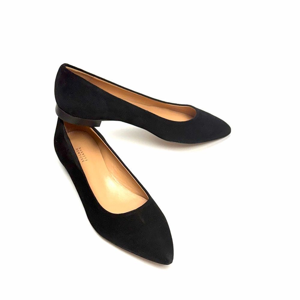 New Barneys New York Black Suede Flats Pointed Toe 36,5 US 6,5